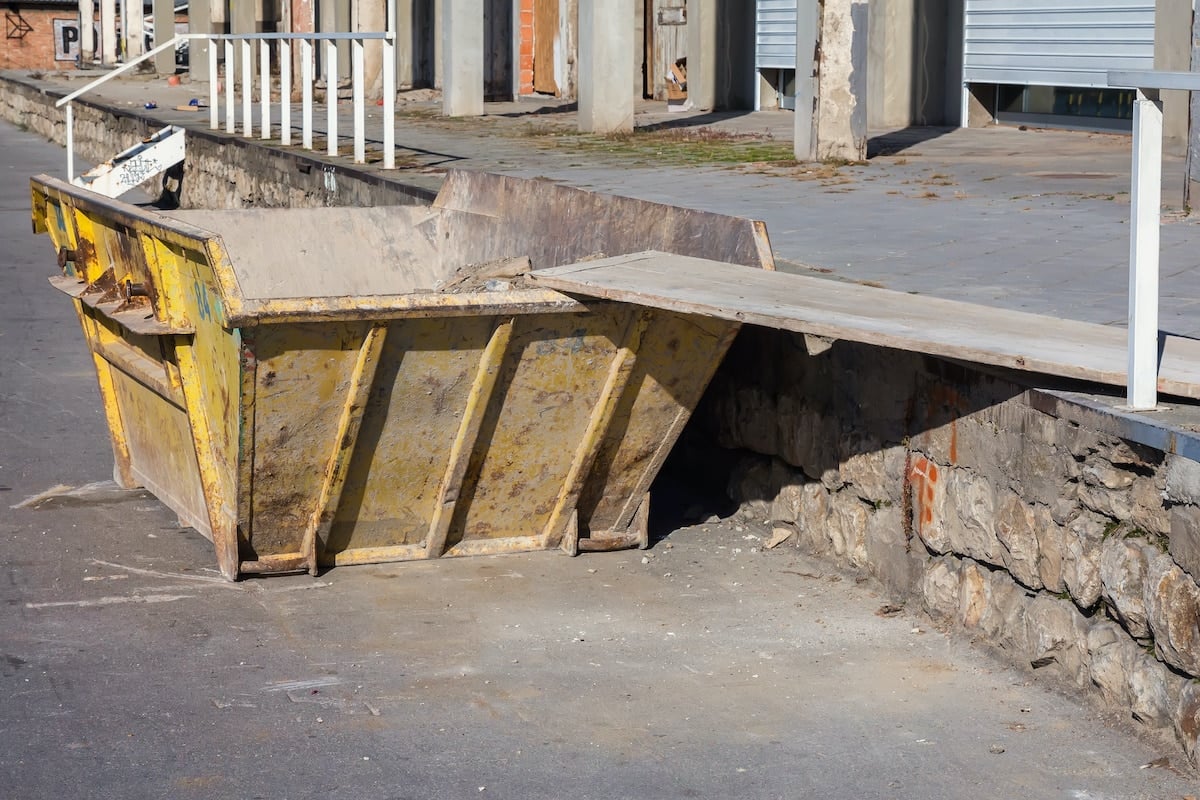 Yellow Skip with a ramp