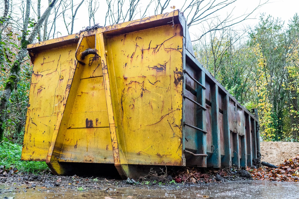 A large skip from Stevenson Skip Hire in Strathy